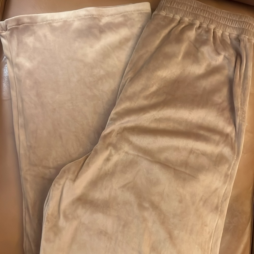 Skims Velour Wide-leg Track/Loungewear Pants in Sienna Brown Size Large - Picture 2 of 7